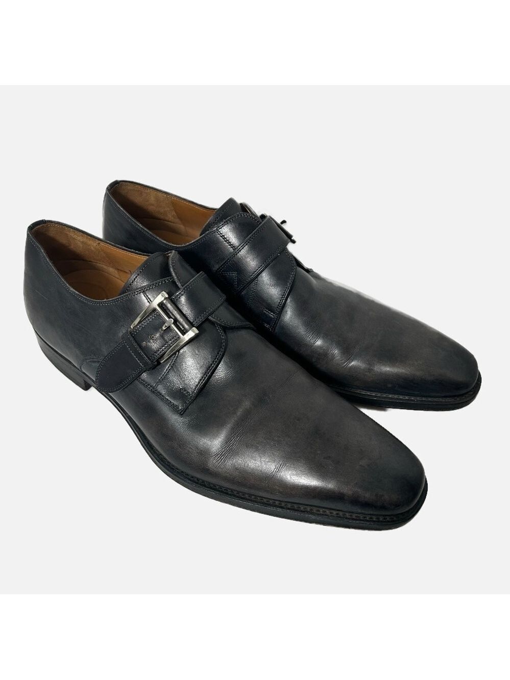 Magnanni Spain Single Monk Strap Loafers Marco Smoke Gray 11M